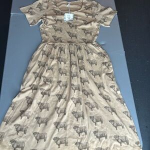 kate quinn Tan Sheep-Print Casual Dress new with tags